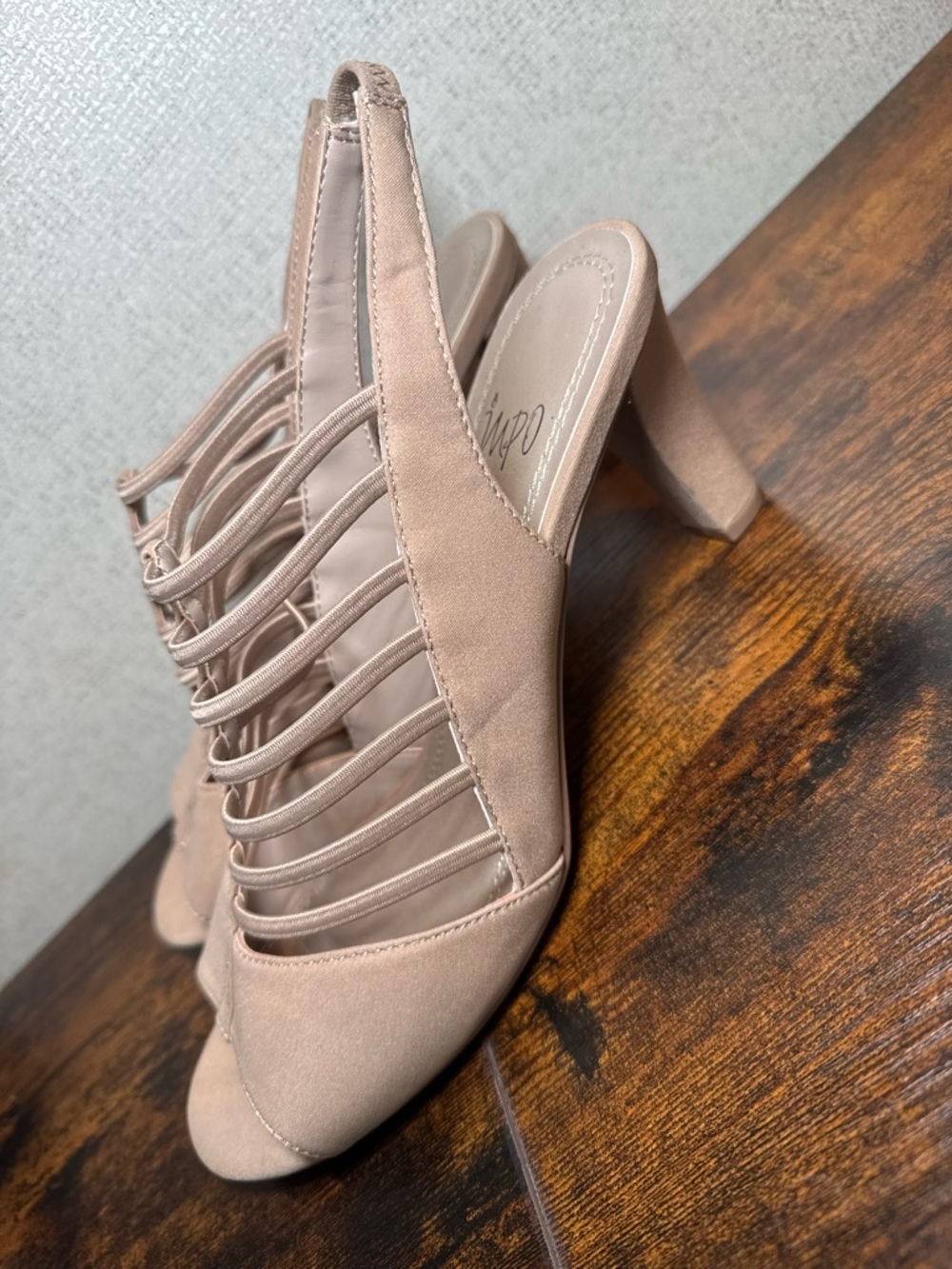 IMPO Women’s Nude Slingback Strappy Block Heel Sandals